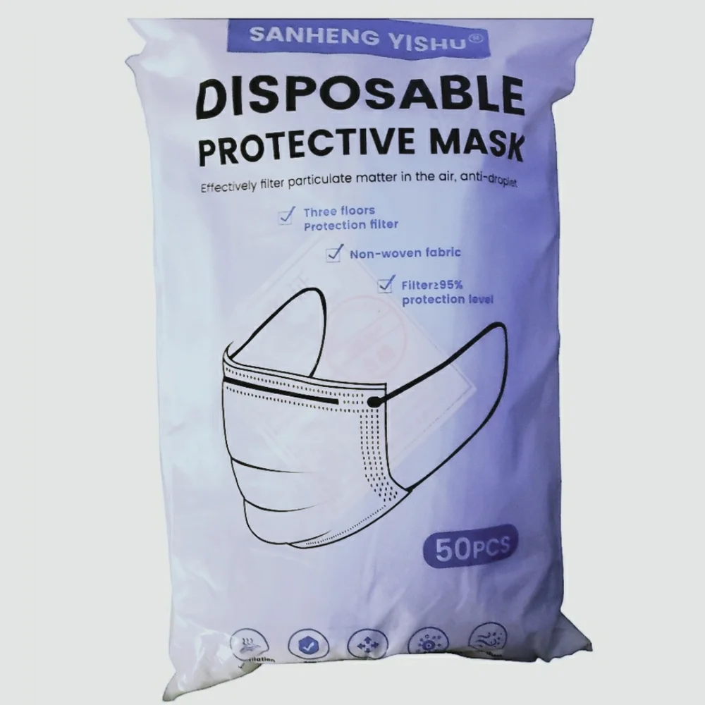 50 Pack Adult Disposable Face Masks, Comfortable for Women/Men
